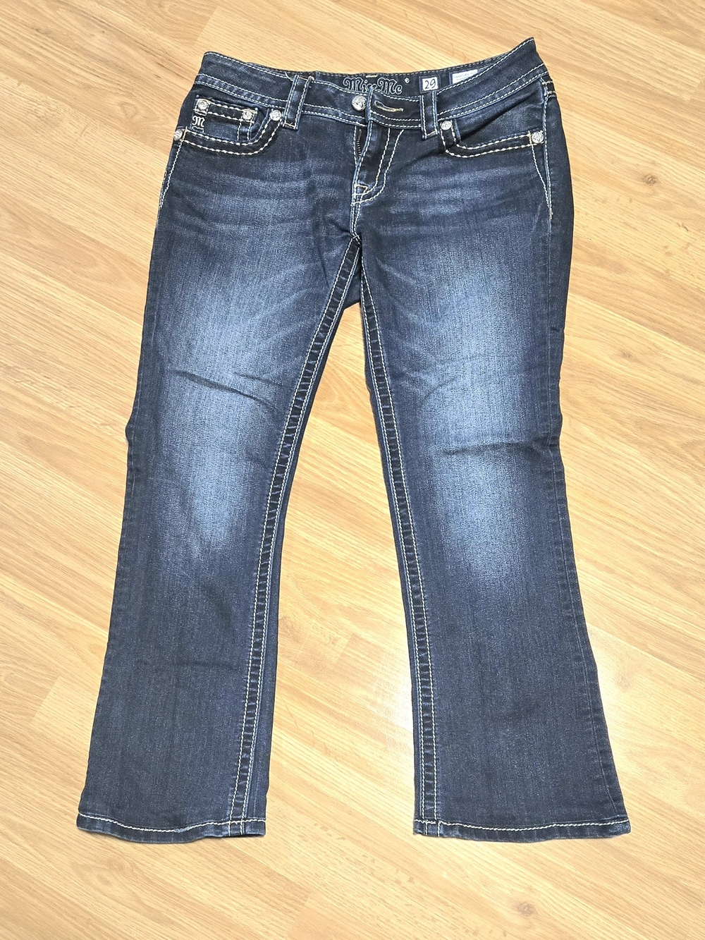 Miss Me Indigo Flare Jeans with White Stitching